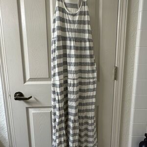 LC Lauren Conrad Gray and Cream Striped Dress
